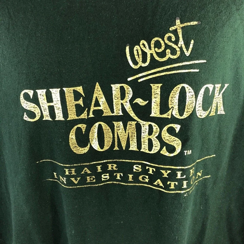 Vintage Shear Lock Combs Hair Style Investigation Single Stitch USA Made Shirt